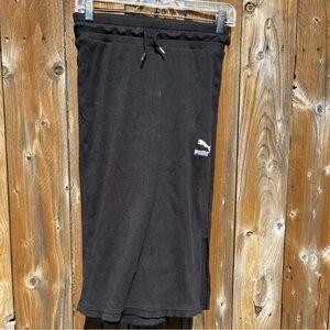 Puma Black Ribbed Midi Skirt with White Logo